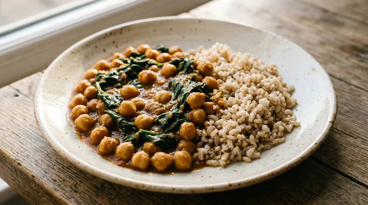 Chickpea and spinach curry