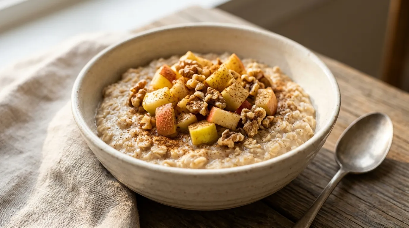 Apple cinnamon oatmeal with walnuts