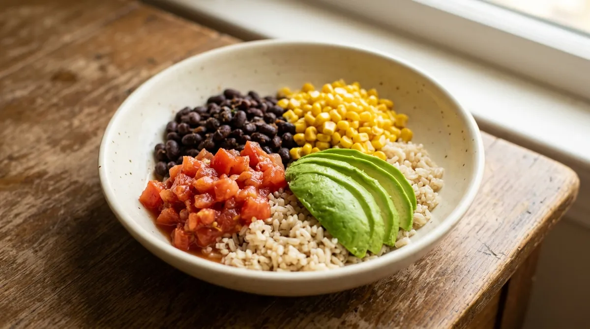Black bean and corn bowl: 15 mg sodium