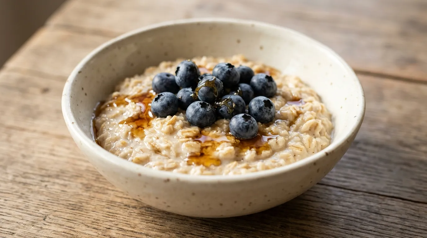 Maple oat porridge with blueberries