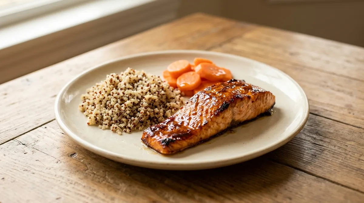 Maple glazed salmon with quinoa