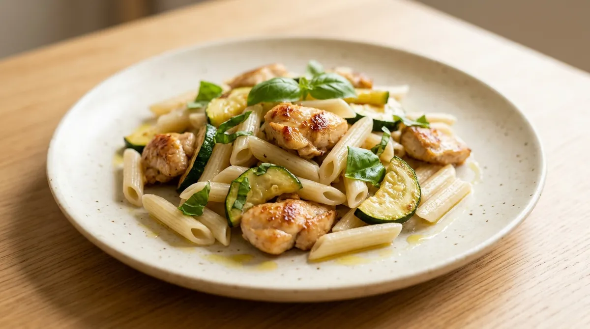 Chicken and zucchini rice pasta