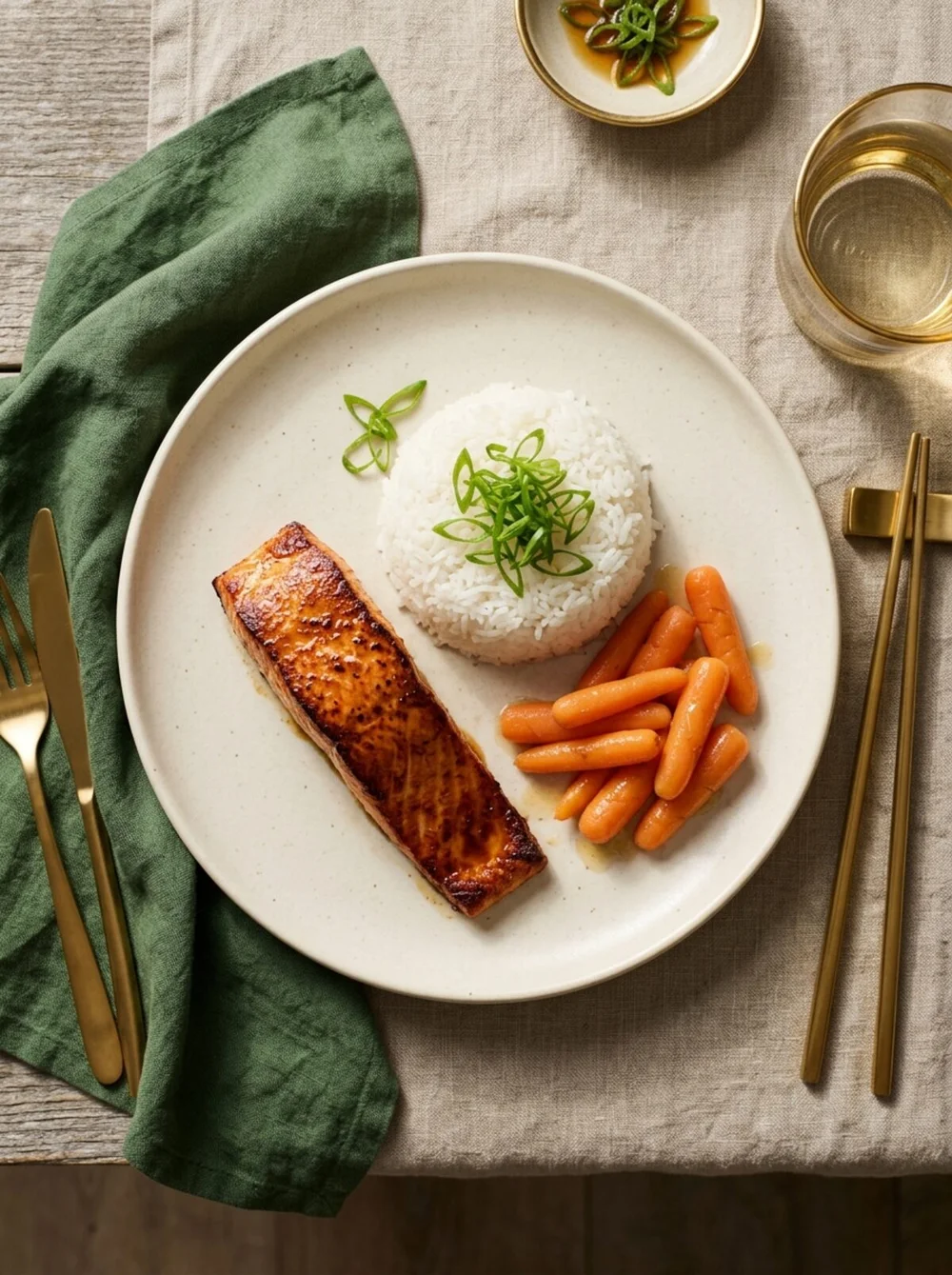 The 14-day meal planner open in a kitchen with fresh ingredients