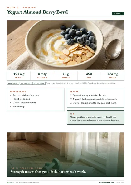 The Bone-Healthy Recipe Book: Yogurt almond berry bowl