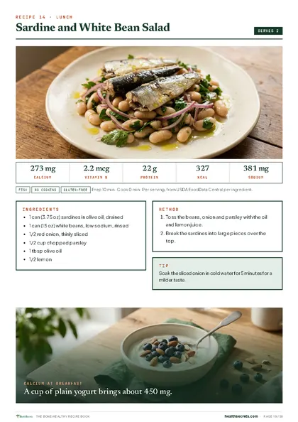The Bone-Healthy Recipe Book: Sardine and white bean salad