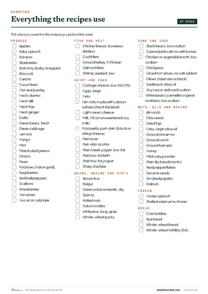 The Bone-Healthy Recipe Book: Everything the recipes use, as a shopping list
