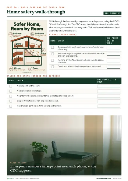 The Caring for a Parent Binder: Home safety walk-through from the CDC checklist