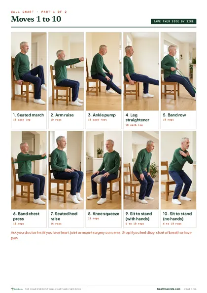 The Chair Exercise Wall Chart and Card Deck: Wall chart, part 1: moves 1 to 10