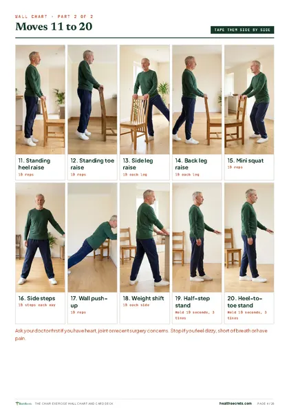 The Chair Exercise Wall Chart and Card Deck: Wall chart, part 2: moves 11 to 20