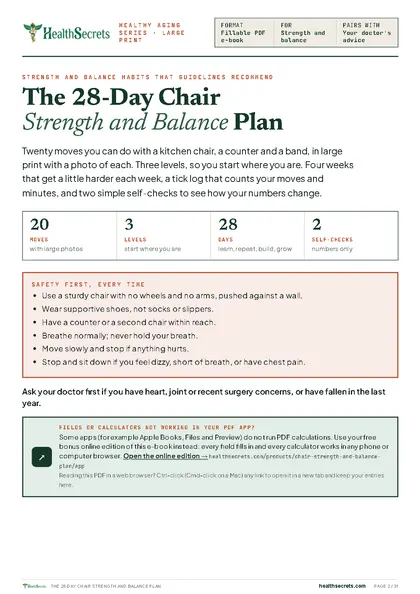 The 28-Day Chair Strength and Balance Plan: Start here: safety first, every time