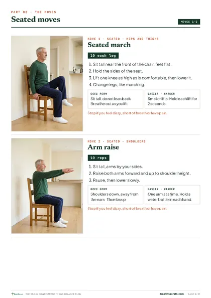 The 28-Day Chair Strength and Balance Plan: Seated moves, large photos and big print