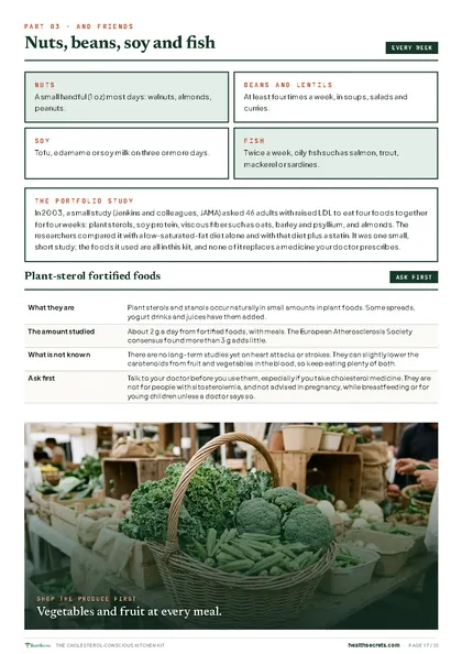 The Cholesterol-Conscious Kitchen Kit: Nuts, beans, soy and fish, and plant sterols