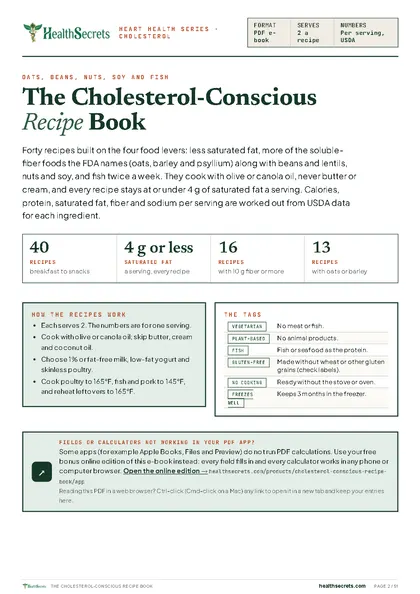 The Cholesterol-Conscious Recipe Book: How the recipes work, and the tags
