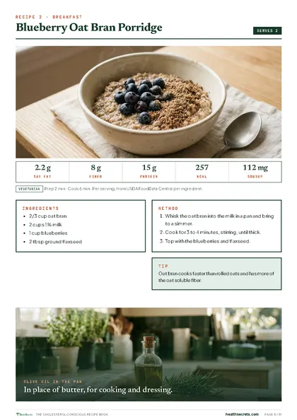 The Cholesterol-Conscious Recipe Book: Blueberry oat bran porridge