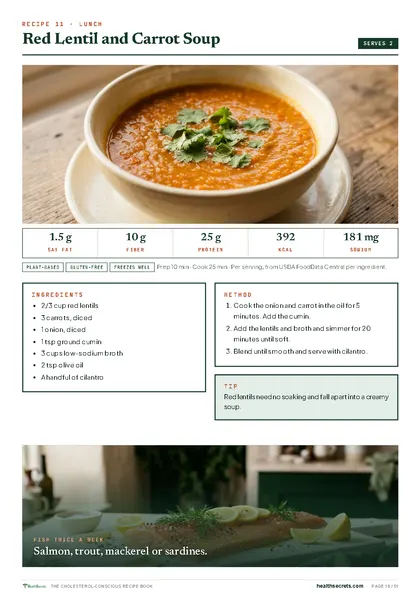 The Cholesterol-Conscious Recipe Book: Red lentil and carrot soup