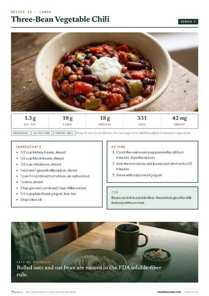 The Cholesterol-Conscious Recipe Book: Three-bean vegetable chili