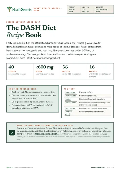 The DASH Diet Recipe Book: How the recipes work, and the tags