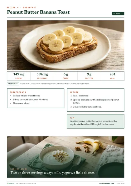 The DASH Diet Recipe Book: Peanut butter banana toast
