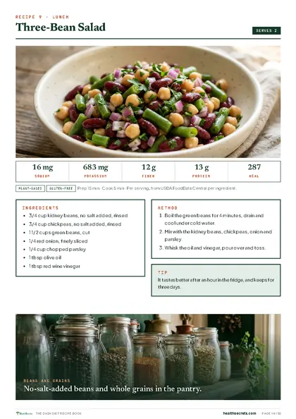 The DASH Diet Recipe Book: Three-bean salad