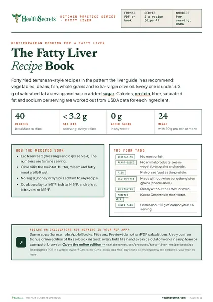 The Fatty Liver Recipe Book: The recipe standard: under 3.2 g saturated fat, no added sugar