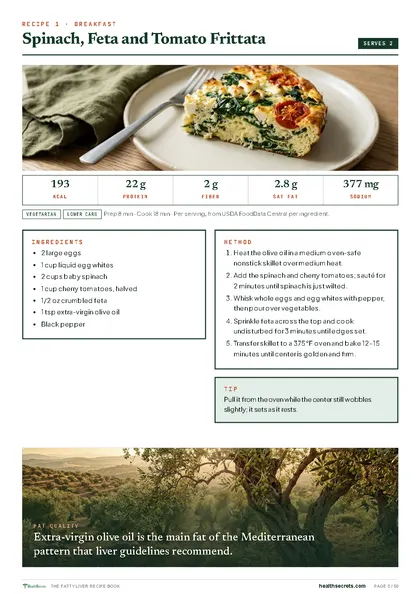 The Fatty Liver Recipe Book: Spinach, feta and tomato frittata