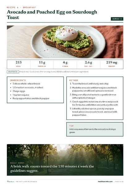 The Fatty Liver Recipe Book: Avocado and poached egg on sourdough toast