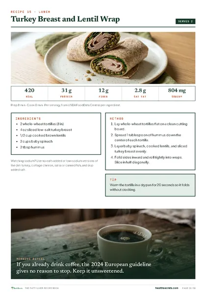 The Fatty Liver Recipe Book: Turkey breast and lentil wrap