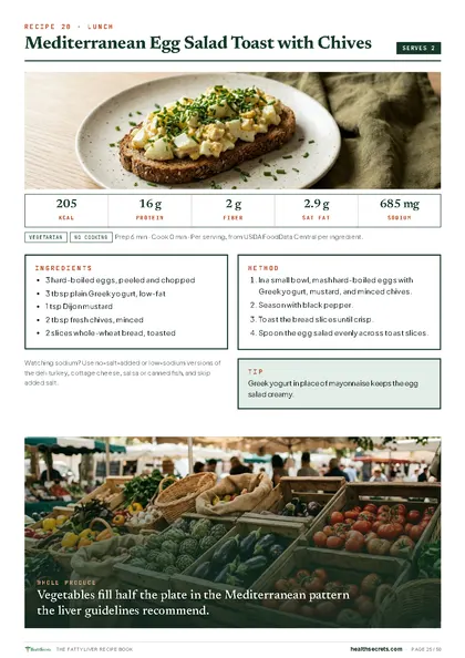 The Fatty Liver Recipe Book: Mediterranean egg salad toast with chives