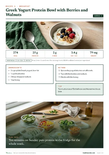 The GLP-1 High-Protein Recipe Book: Greek yogurt bowl: 25 g of protein