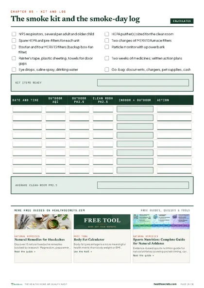 Healthy Home Air Quality Audit: The smoke kit and the smoke-day log