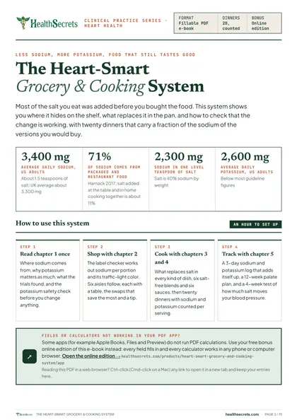 Heart-Smart Grocery & Cooking System: Where the sodium comes from, and the four steps of the system