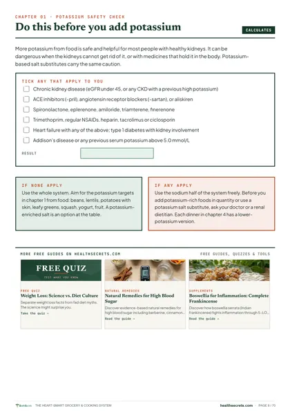 Heart-Smart Grocery & Cooking System: The potassium safety check to do before you add potassium