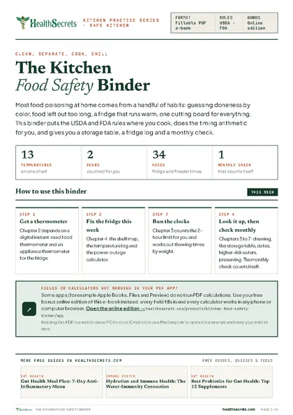 Kitchen Food Safety Binder: Thermometer, fridge, clocks, checks: how to use the binder
