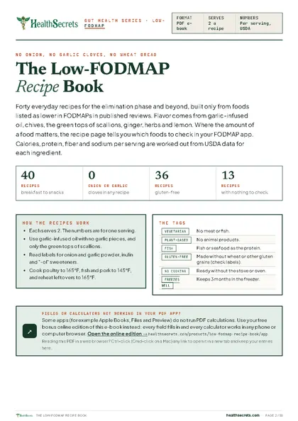 The Low-FODMAP Recipe Book: How the recipes work, and the tags