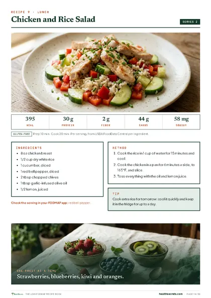 The Low-FODMAP Recipe Book: Chicken and rice salad