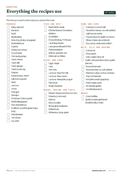The Low-FODMAP Recipe Book: Everything the recipes use, as a shopping list