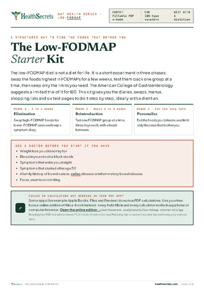 The Low-FODMAP Starter Kit: Start here: the three phases and the red-flag box