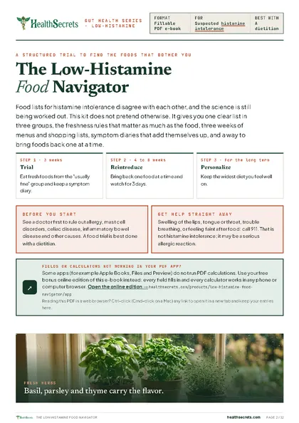 The Low-Histamine Food Navigator: Start here: three steps and the doctor box