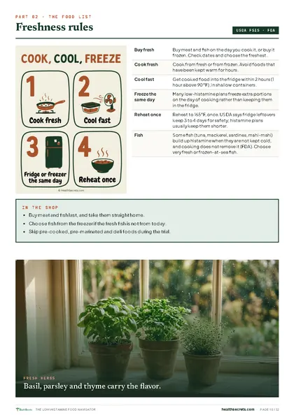 The Low-Histamine Food Navigator: Freshness rules