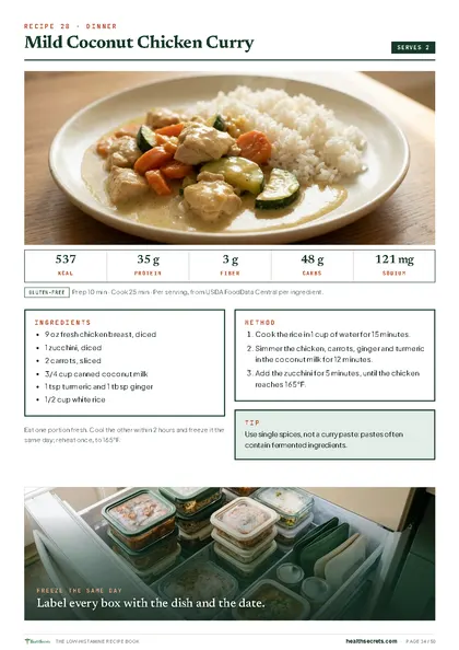 The Low-Histamine Recipe Book: Mild coconut chicken curry