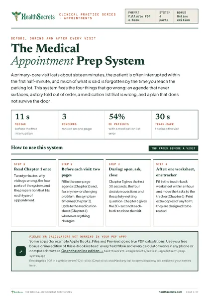Medical Appointment Prep System: The numbers behind the system, and how to use it