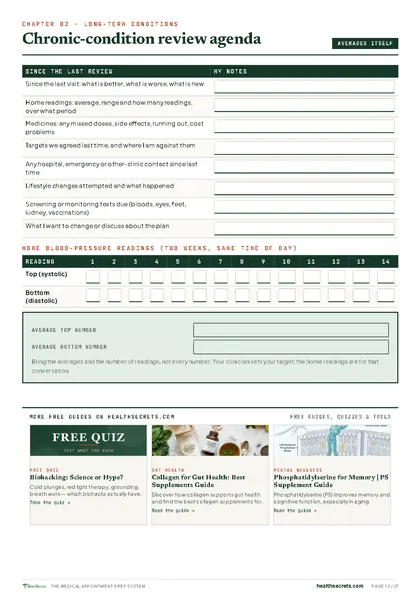 Medical Appointment Prep System: Chronic-condition review, with home readings averaged