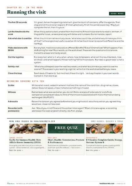 Medical Appointment Prep System: In the Room page