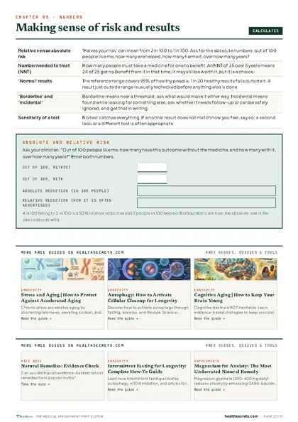 Medical Appointment Prep System: Making sense of risk: absolute and relative, calculated