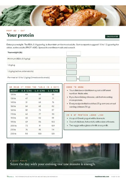 The Perimenopause Nutrition and Metabolism Workbook: Your protein, worked out from your weight