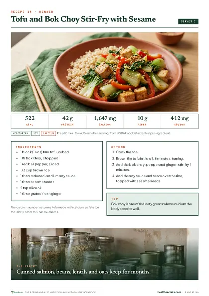 The Perimenopause Nutrition and Metabolism Workbook: Tofu and bok choy stir-fry: 42 g of protein