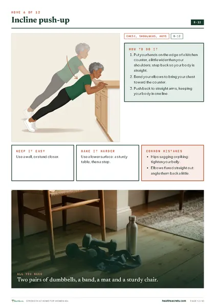 Strength at Home for Women 40+: Incline push-up at the counter