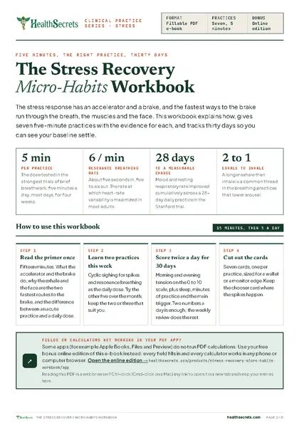 Stress Recovery Micro-Habits Workbook: The numbers behind the practices, and how to use the workbook