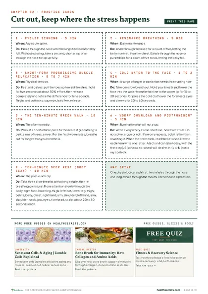 Stress Recovery Micro-Habits Workbook: Cut-out practice cards