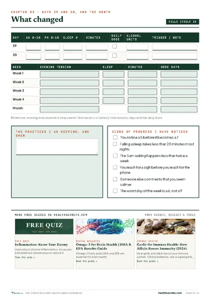 Stress Recovery Micro-Habits Workbook: The month on one page: what changed
